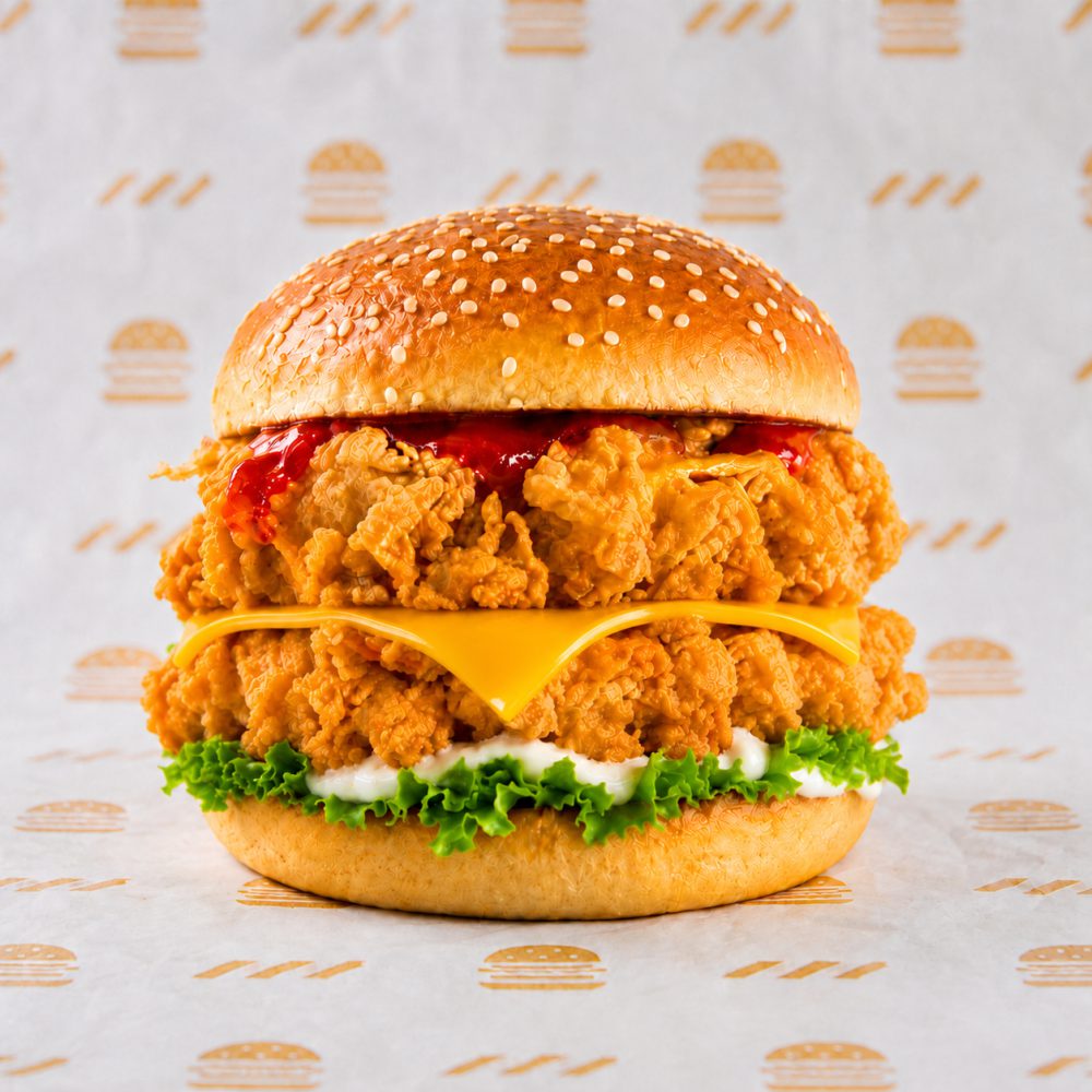 Burger Ayam Crispy Double Cheese